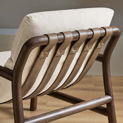 Paxton Dune Fabric Walnut Wood Sling Chair - Ornate Home