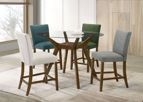 Paxton Teal Blue/Brown Upholstered Counter Height Dining Chair (Set of 2) - Ornate Home