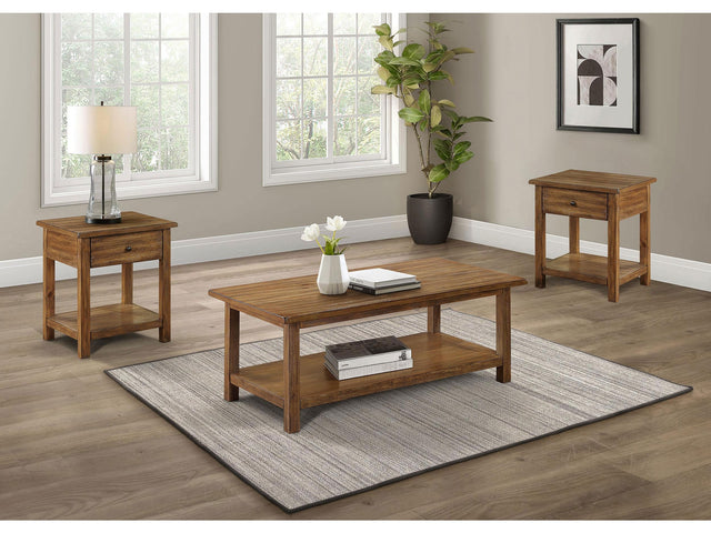 Payne Brown 3-piece Coffee and 1-drawer End Table Set - Ornate Home