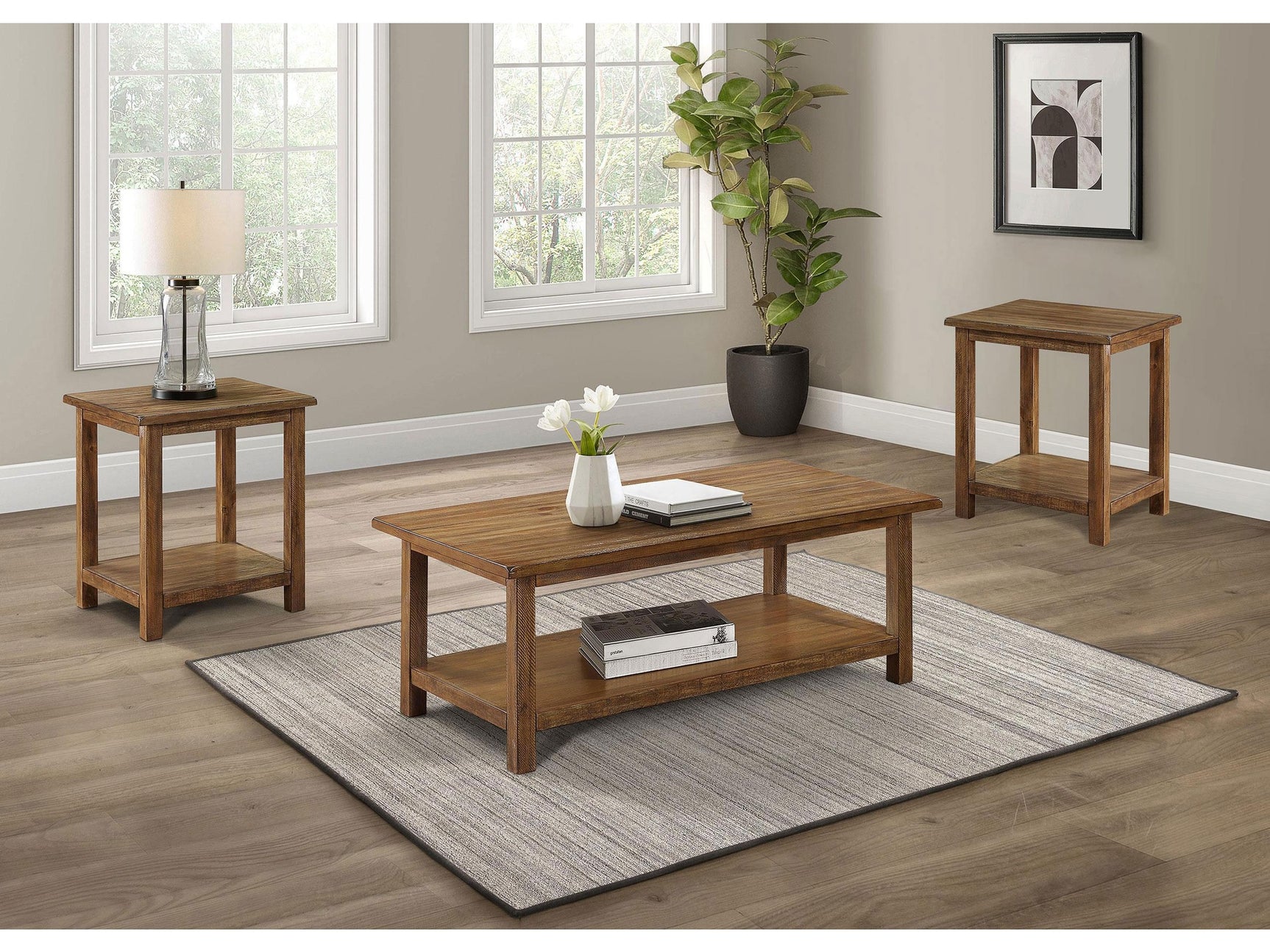 Payne Distressed Brown 3-piece Coffee and End Table Set - Ornate Home