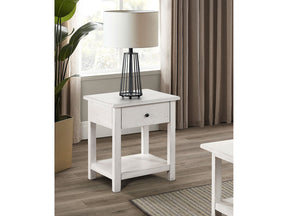 Payne Distressed White 1-drawer End Table - Ornate Home