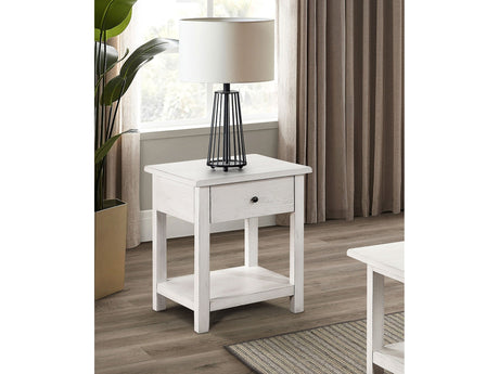 Payne Distressed White 1-drawer End Table - Ornate Home