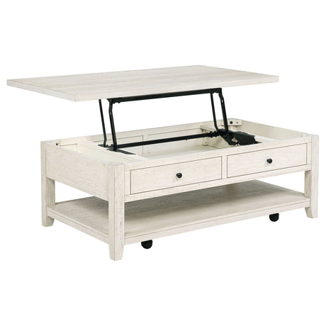 Payne Distressed White 48-inch Mobile Lift Top Coffee Table - Ornate Home