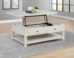Payne Distressed White 48-inch Mobile Lift Top Coffee Table - Ornate Home