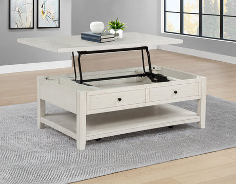 Payne Distressed White 48-inch Mobile Lift Top Coffee Table - Ornate Home