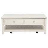 Payne Distressed White 48-inch Mobile Lift Top Coffee Table - Ornate Home