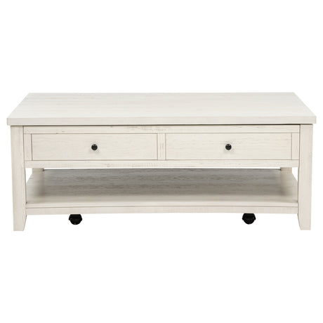 Payne Distressed White 48-inch Mobile Lift Top Coffee Table - Ornate Home