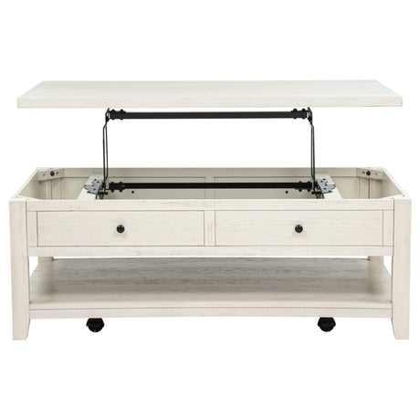 Payne Distressed White 48-inch Mobile Lift Top Coffee Table - Ornate Home