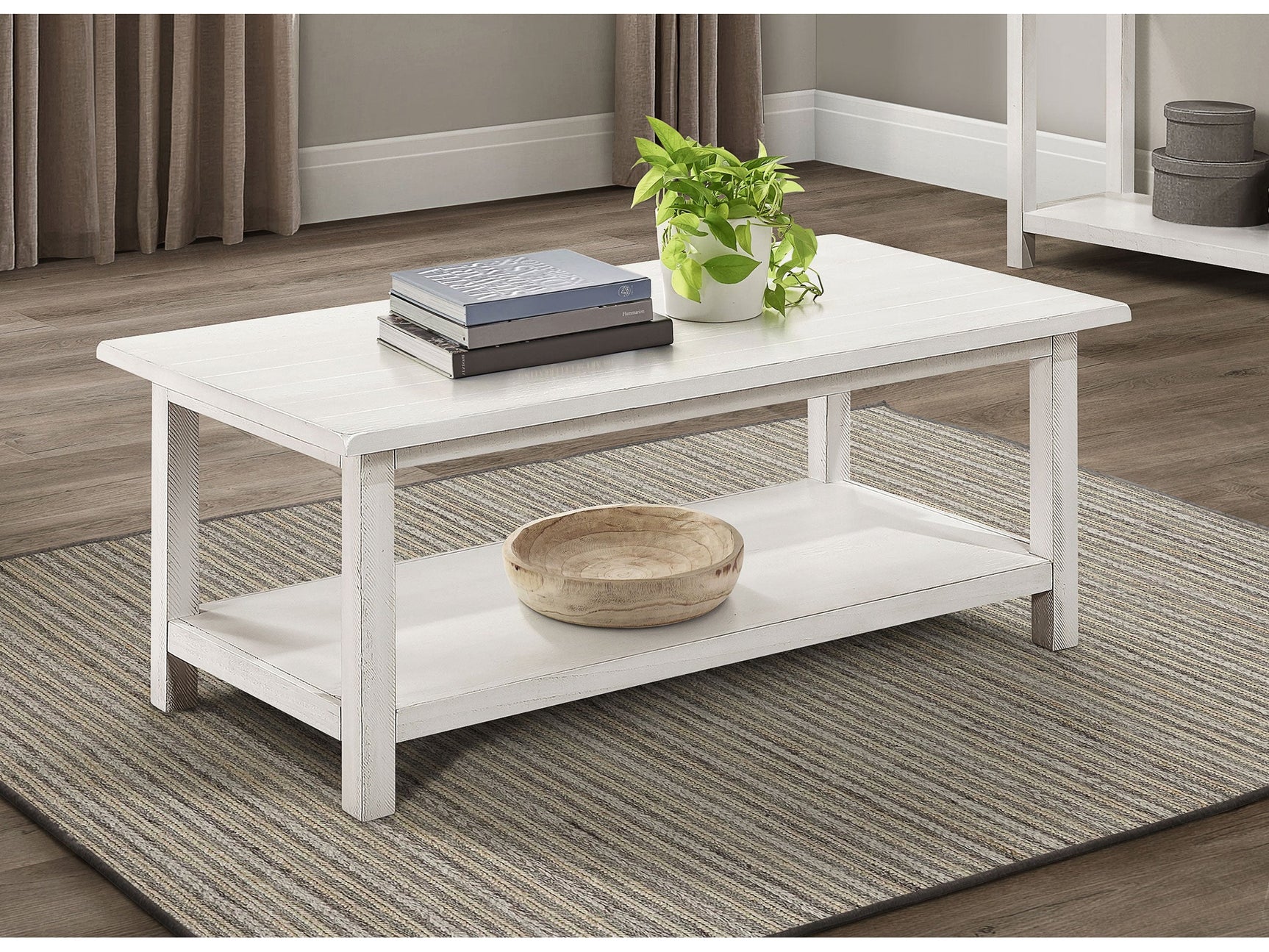 Payne Distressed White Coffee Table - Ornate Home