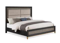 Payson Black/Brown Upholstered Panel Bedroom Set - Ornate Home
