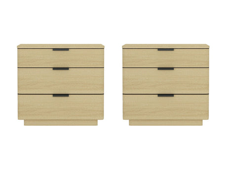 Payton Nightstand in Natural Oak and Black (set of 2) - Ornate Home