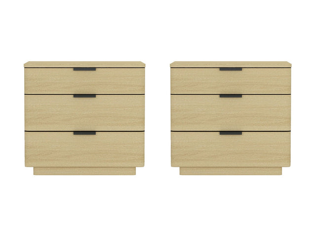 Payton Nightstand in Natural Oak and Black (set of 2) - Ornate Home