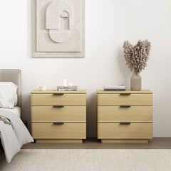 Payton Nightstand in Natural Oak and Black (set of 2) - Ornate Home