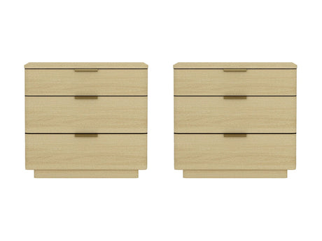 Payton Nightstand in Natural Oak and Gold (set of 2) - Ornate Home