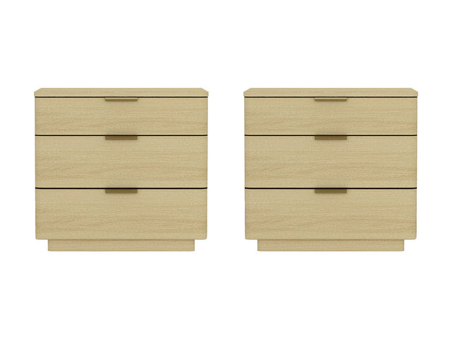 Payton Nightstand in Natural Oak and Gold (set of 2) - Ornate Home