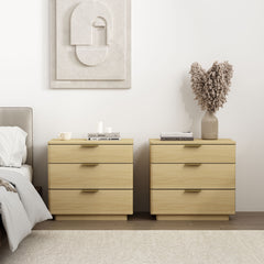 Payton Nightstand in Natural Oak and Gold (set of 2) - Ornate Home