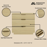 Payton Nightstand in Natural Oak and Gold (set of 2) - Ornate Home