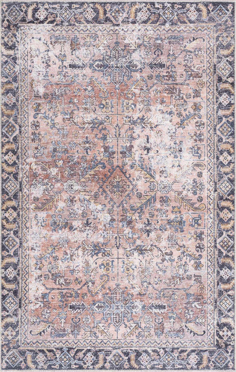 Peach Holi-2305 Washable Area Rug - Ornate Home