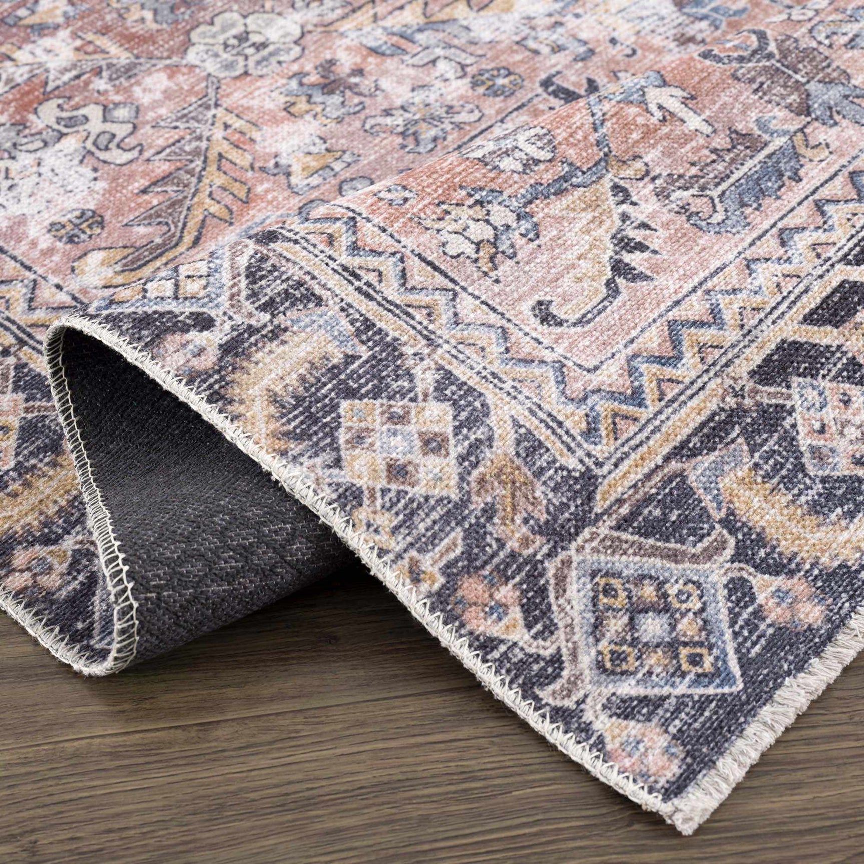 Peach Holi-2305 Washable Area Rug - Ornate Home