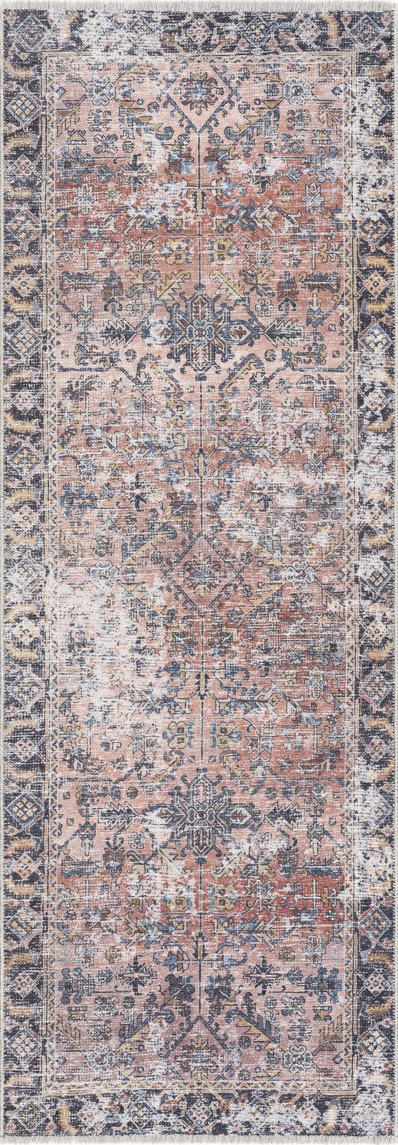 Peach Holi-2305 Washable Area Rug - Ornate Home