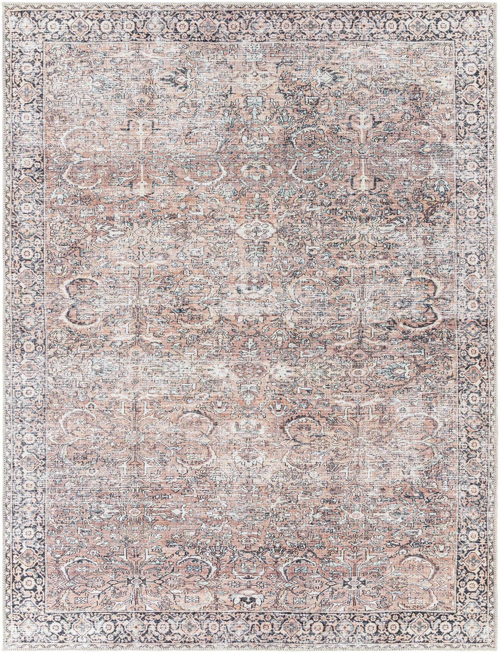 Peach Noda Vintage Washable Area Rug - Clearance - Ornate Home