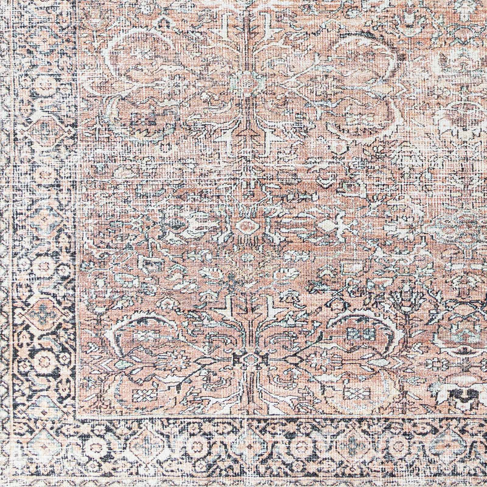 Peach Noda Vintage Washable Area Rug - Clearance - Ornate Home