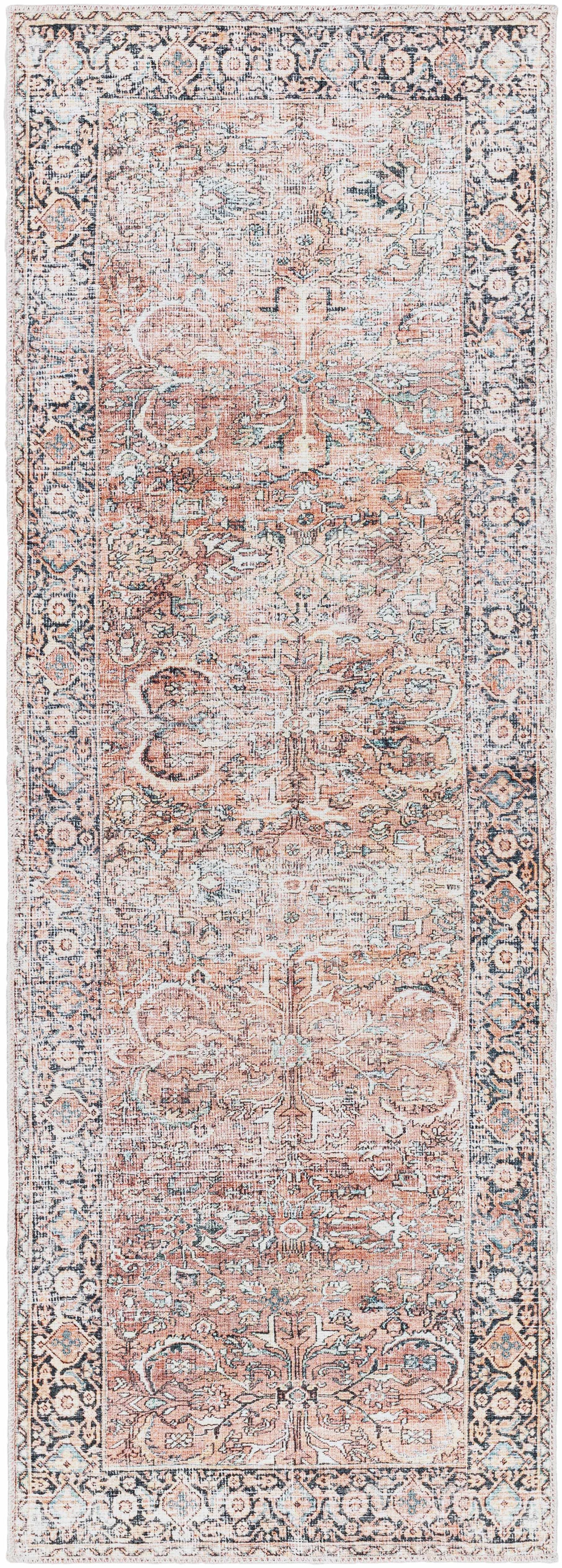 Peach Noda Vintage Washable Area Rug - Clearance - Ornate Home