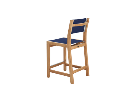 Pearl 5-Piece Rectangular Teak Blue Outdoor Counter Height Dining Set - Ornate Home