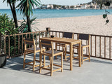 Pearl 5-Piece Rectangular Teak Taupe Outdoor Counter Height Dining Set - Ornate Home