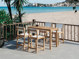 Pearl 5 -Piece Rectangular Teak White Outdoor Counter Height Dining Set - Ornate Home