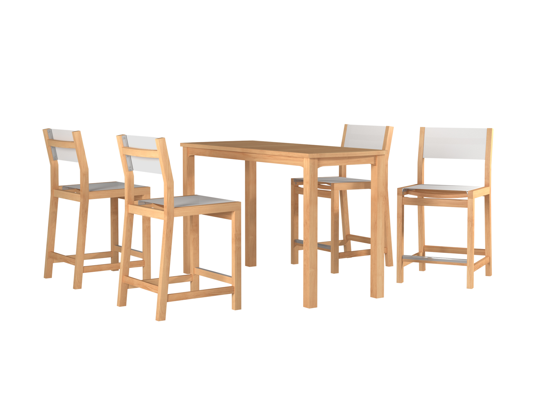 Pearl 5 -Piece Rectangular Teak White Outdoor Counter Height Dining Set - Ornate Home