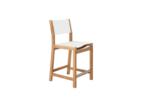 Pearl 5 -Piece Rectangular Teak White Outdoor Counter Height Dining Set - Ornate Home