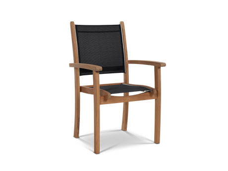 Pearl 5-Piece Square Teak Black Outdoor Dining Set with Stacking Armchairs - Ornate Home
