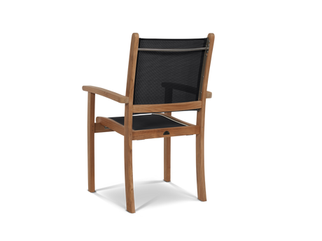 Pearl 5-Piece Square Teak Black Outdoor Dining Set with Stacking Armchairs - Ornate Home