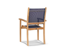 Pearl 5-Piece Square Teak Blue Outdoor Dining Set with Stacking Armchairs - Ornate Home