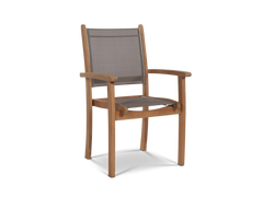 Pearl 5-Piece Square Teak Taupe Outdoor Dining Set with Stacking Armchairs - Ornate Home