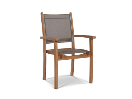 Pearl 5-Piece Square Teak Taupe Outdoor Dining Set with Stacking Armchairs - Ornate Home