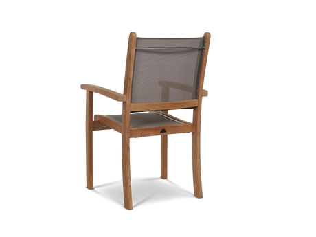 Pearl 5-Piece Square Teak Taupe Outdoor Dining Set with Stacking Armchairs - Ornate Home