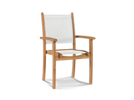 Pearl 5-Piece Square Teak White Outdoor Dining Set with Stacking Armchairs - Ornate Home