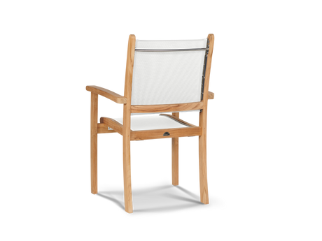 Pearl 5-Piece Square Teak White Outdoor Dining Set with Stacking Armchairs - Ornate Home