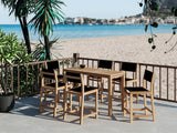 Pearl 7-Piece Rectangular Teak Black Outdoor Counter Height Dining Set - Ornate Home