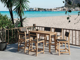 Pearl 7-Piece Rectangular Teak Taupe Outdoor Counter Height Dining Set - Ornate Home
