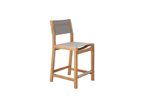 Pearl 7-Piece Rectangular Teak Taupe Outdoor Counter Height Dining Set - Ornate Home