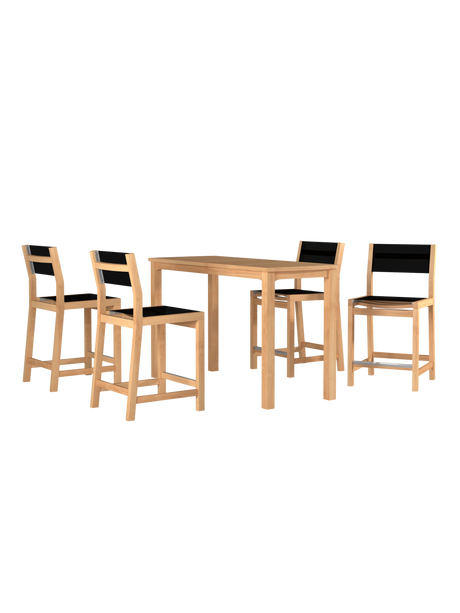 Pearl Teak Black Outdoor Counter Height Dining Chair - Ornate Home