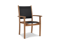Pearl Teak Black Outdoor Dining Stacking Armchair (Set of 4) - Ornate Home