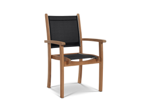Pearl Teak Black Outdoor Dining Stacking Armchair (Set of 4) - Ornate Home