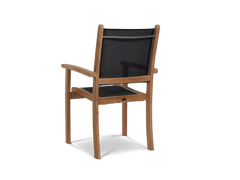 Pearl Teak Black Outdoor Dining Stacking Armchair (Set of 4) - Ornate Home