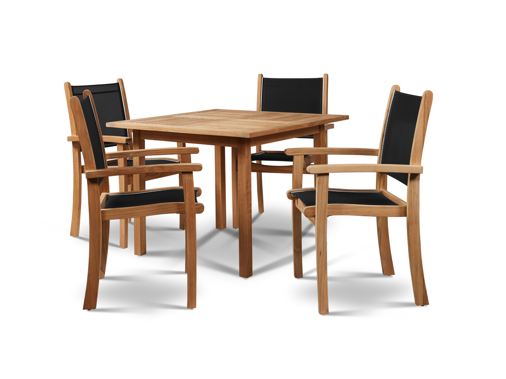 Pearl Teak Black Outdoor Dining Stacking Armchair (Set of 4) - Ornate Home