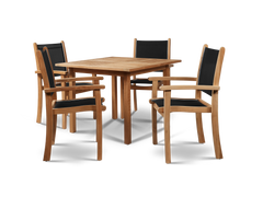 Pearl Teak Black Outdoor Dining Stacking Armchair (Set of 4) - Ornate Home