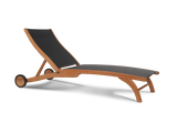 Pearl Teak Black Outdoor Reclining Sunlounger with Rear Wheels - Ornate Home